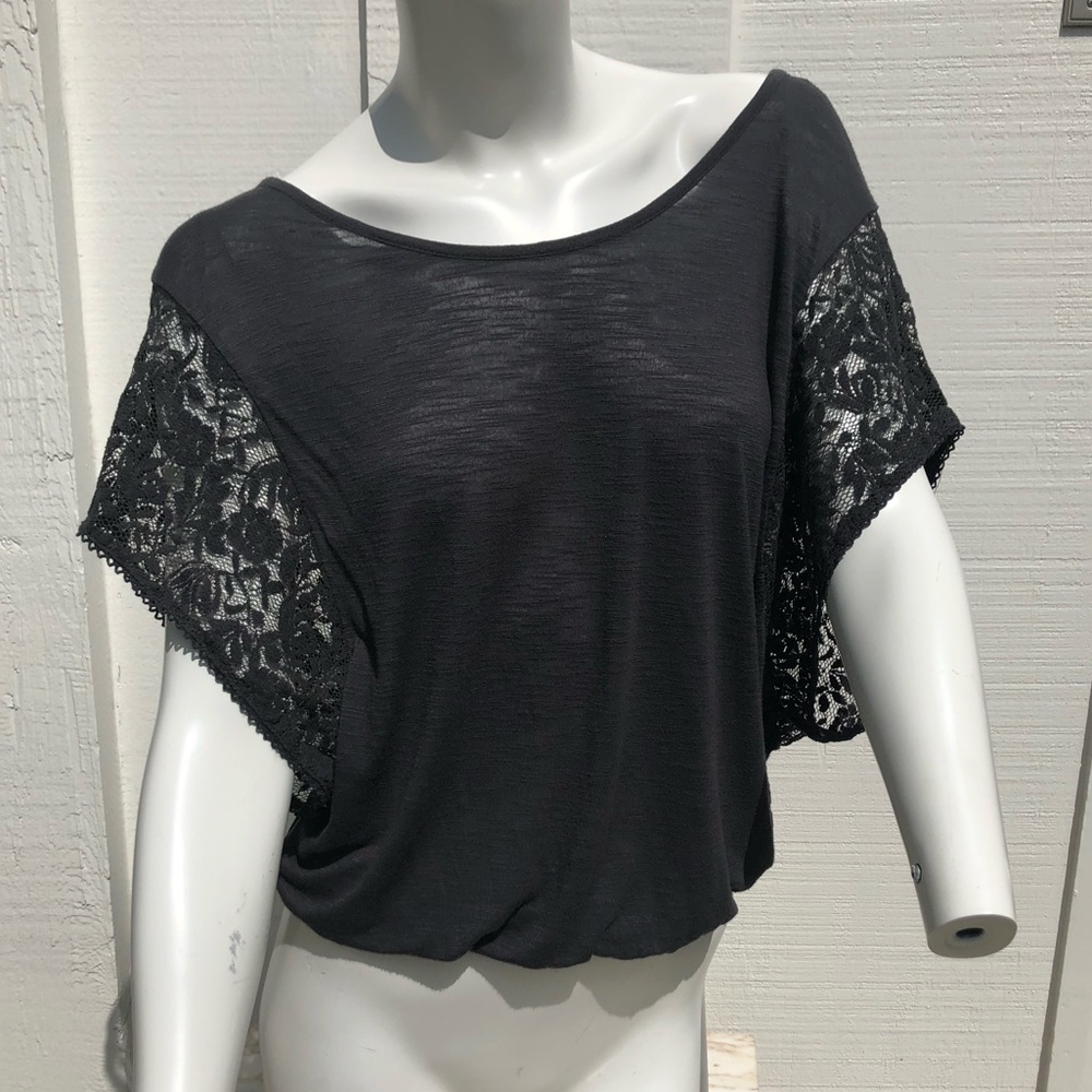 Dark Grey American Eagle Top with Lace